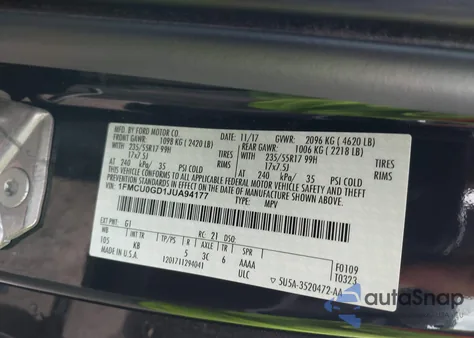 2018 Ford Escape Se из США, поврежденный, VIN 1FMCU0GD1JUA94177